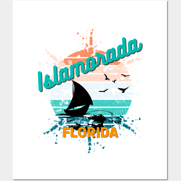 Islamorada Florida Retro Vintage Exploding Sunset Wall Art by AdrianaHolmesArt